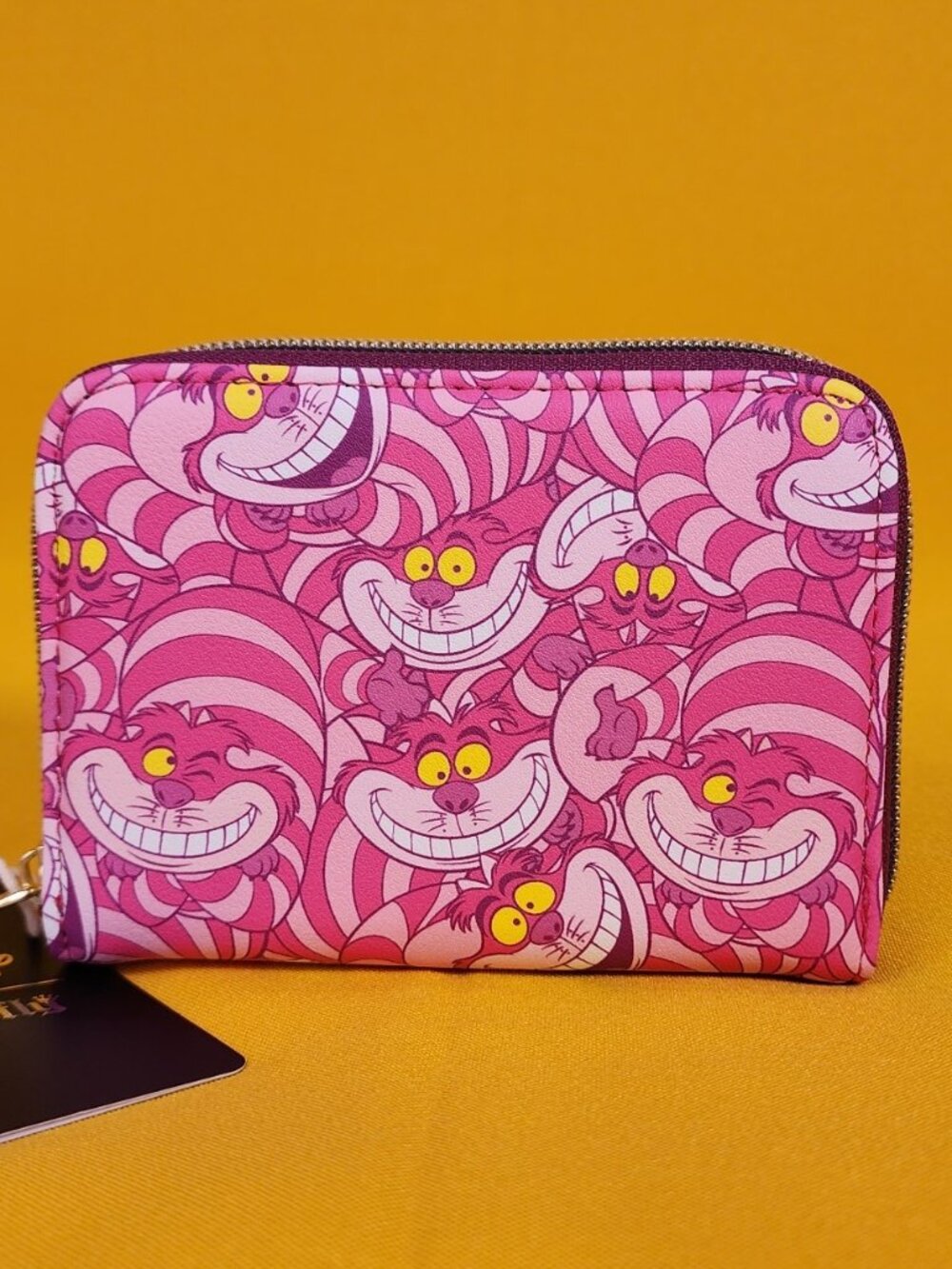 Loungefly Disney Alice In Wonderland Cheshire Cat Collage AOP Zip Wallet NEW